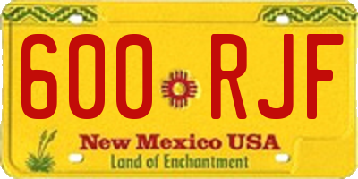 NM license plate 600RJF