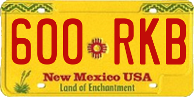 NM license plate 600RKB