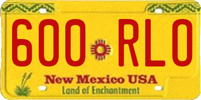 NM license plate 600RLO