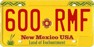 NM license plate 600RMF