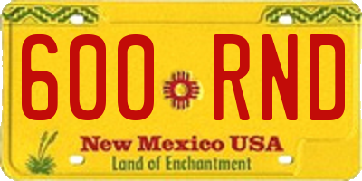 NM license plate 600RND