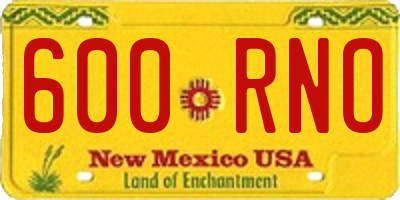 NM license plate 600RNO