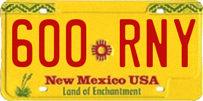 NM license plate 600RNY
