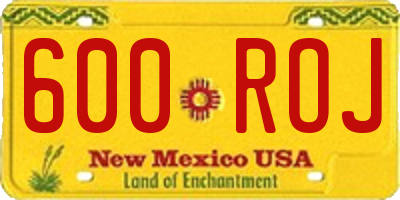 NM license plate 600ROJ