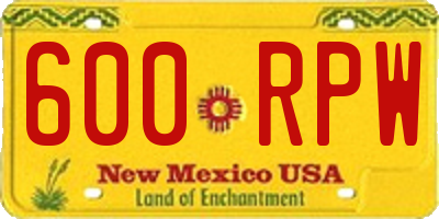 NM license plate 600RPW