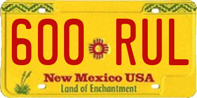 NM license plate 600RUL