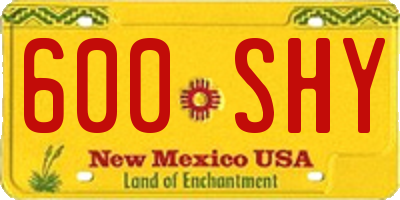 NM license plate 600SHY