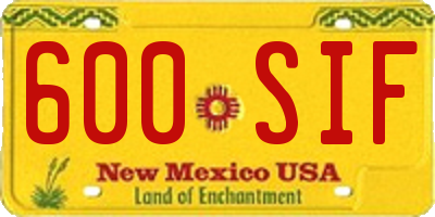 NM license plate 600SIF
