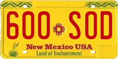 NM license plate 600SOD