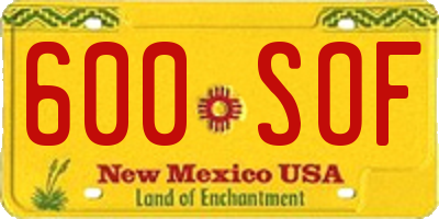 NM license plate 600SOF