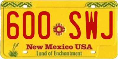 NM license plate 600SWJ