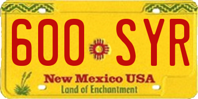 NM license plate 600SYR