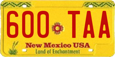 NM license plate 600TAA