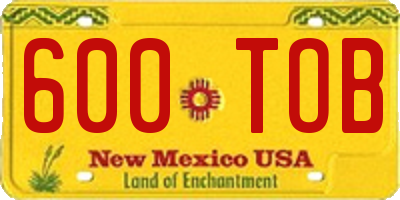NM license plate 600TOB