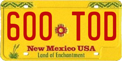 NM license plate 600TOD