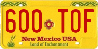 NM license plate 600TOF