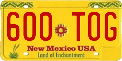 NM license plate 600TOG