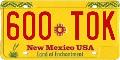 NM license plate 600TOK