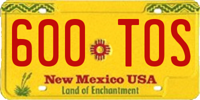 NM license plate 600TOS