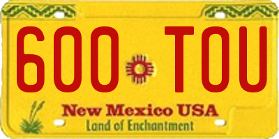 NM license plate 600TOU
