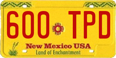 NM license plate 600TPD