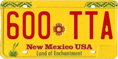 NM license plate 600TTA