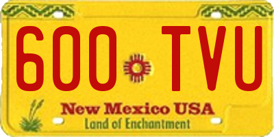 NM license plate 600TVU