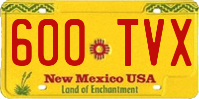 NM license plate 600TVX