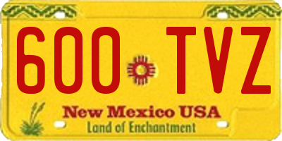 NM license plate 600TVZ