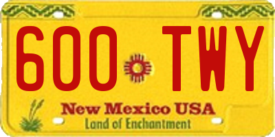 NM license plate 600TWY
