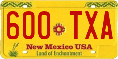 NM license plate 600TXA