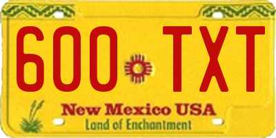NM license plate 600TXT