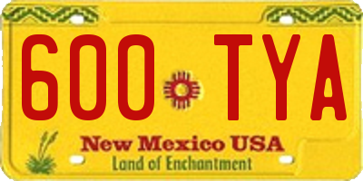 NM license plate 600TYA