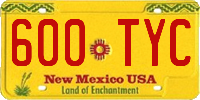 NM license plate 600TYC