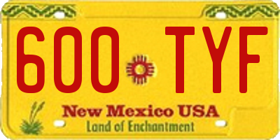 NM license plate 600TYF