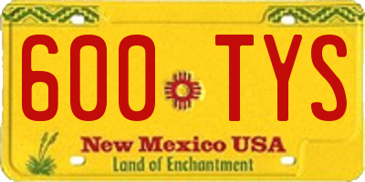 NM license plate 600TYS