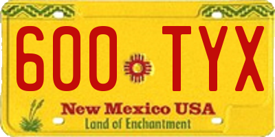 NM license plate 600TYX