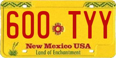 NM license plate 600TYY