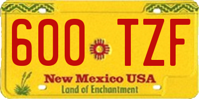 NM license plate 600TZF