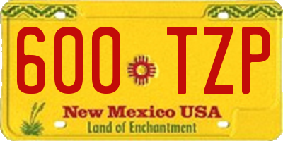 NM license plate 600TZP