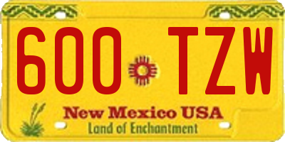 NM license plate 600TZW