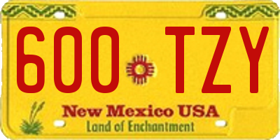 NM license plate 600TZY