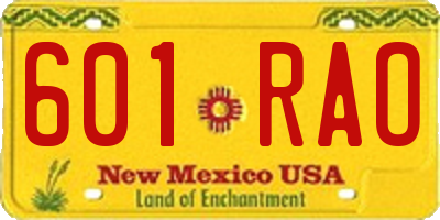 NM license plate 601RAO