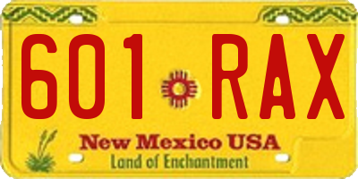 NM license plate 601RAX