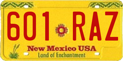NM license plate 601RAZ