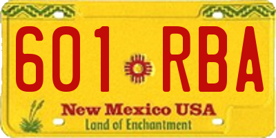 NM license plate 601RBA