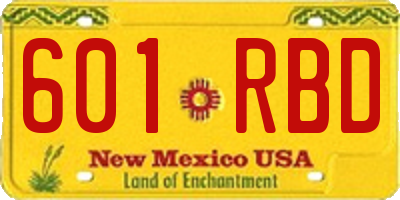 NM license plate 601RBD