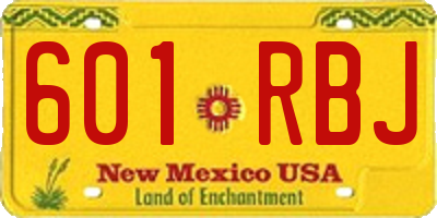 NM license plate 601RBJ