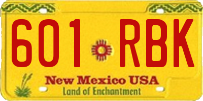 NM license plate 601RBK