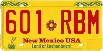 NM license plate 601RBM